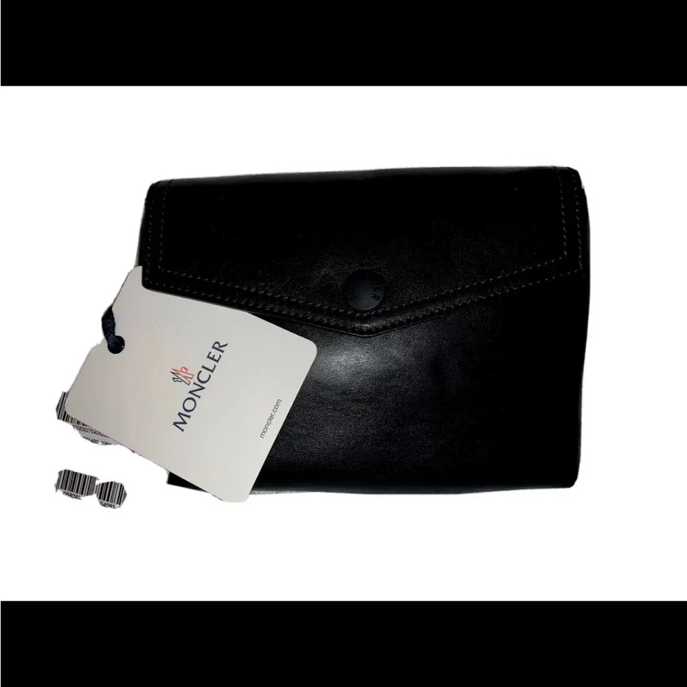 Moncler -wallet/ Clutch / Purse /bag Leather Black 8”x6”